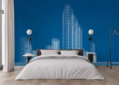 Abstract wire city Wall mural