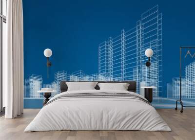 City. 3d render image Wall mural