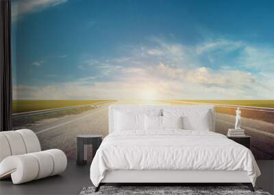 Panoramic road sunrise summer travel Wall mural