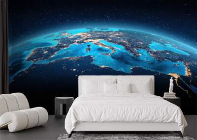 West Europe Earth from space city lights Wall mural