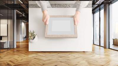 Wooden Picture Frame with Mat Mockup Wall mural