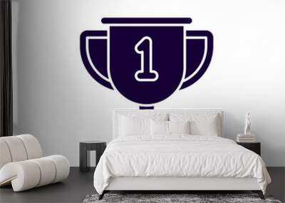 A simple graphic of a trophy with the number one, symbolizing achievement and success. Wall mural