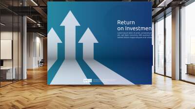 business arrow target direction concept to success. Finance growth vision stretching rising up. banner flat style vector illustration. Return on investment ROI. chart increase profit. Wall mural