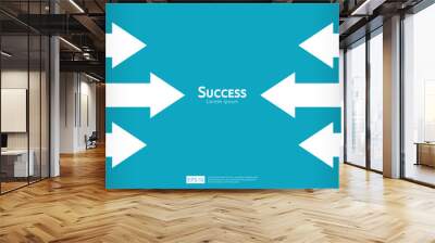 business arrow target direction concept to success. Finance growth vision stretching rising up. banner flat style vector illustration. Return on investment ROI. chart increase profit Wall mural