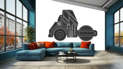 road roller Silhouette heavy equipment. isolated road grader asphalt compactor. Flat style steamroller Isolated on white clean background. Vector illustration Wall mural