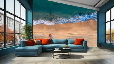 Sand with boat and ocean - Landscape Wall mural