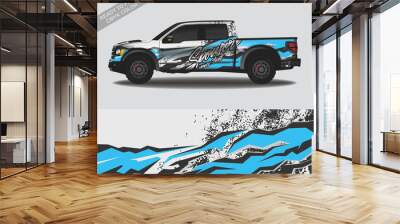 Car wrap decal design vector, custom livery race rally car vehicle sticker and tinting. Wall mural