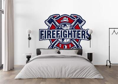 Firefighter logo axe element modern design badge style. simple minimalist. firefighter symbol, firefighter icon. Wall mural