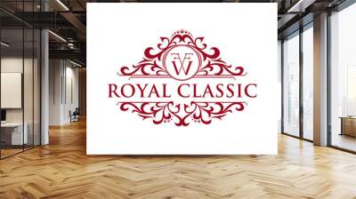 Royal classic border logo design filigree greeting card wedding invitation illustration element Wall mural