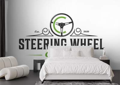 Steering wheel logo classic style automotive Wall mural