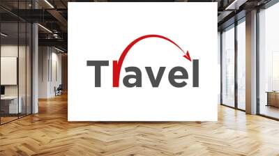 Travel agency logo design with paper airplane symbol in the words Travel. Wall mural