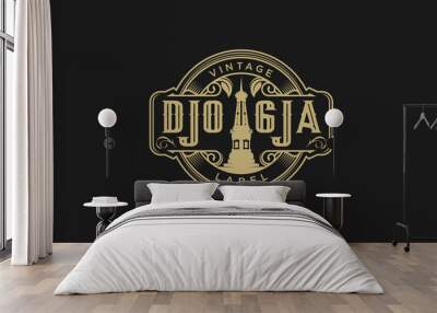 Tugu jogja monument of yogyakarta indonesia logo design landmark badge classic emblem Wall mural