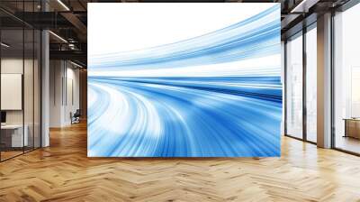 Abstract motion blur of blue and white lines creating a dynamic and futuristic background, symbolizing speed and technology. Wall mural