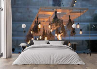 Rustic light bulb garden lights 
 Wall mural