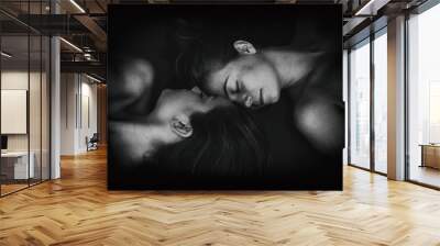 Sisters.Fine art black and white portrait of two beautiful young woman Wall mural