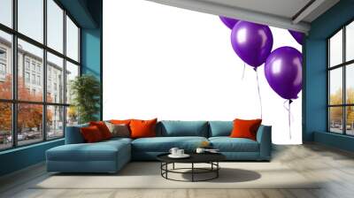 Air purple balloons on a transparent background, isolated, PNG. Wall mural