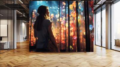 person exploring an interactive art exhibit, emphasizing the power of immersive experiences to inspire and engage Wall mural