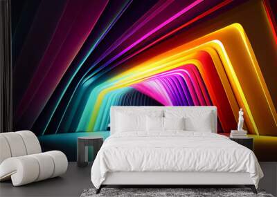 abstract background of lines with neon lights Wall mural