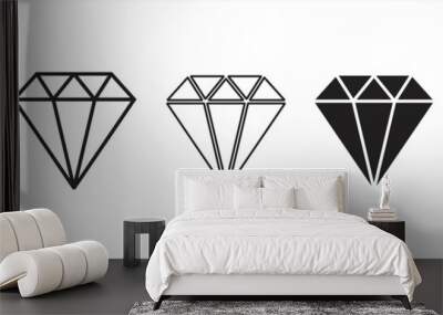 Diamond icon. Diamond icon set in flat style. Diamond icon simple style. Gem logo isolated. Diamond Shapes gemstone. Vector illustration. Wall mural