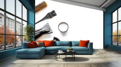 combs and hairdresser tools on white background top view Wall mural