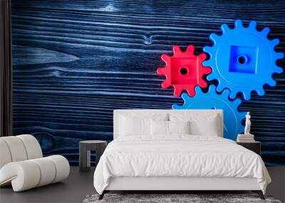 concept of work process movement gears top view Wall mural