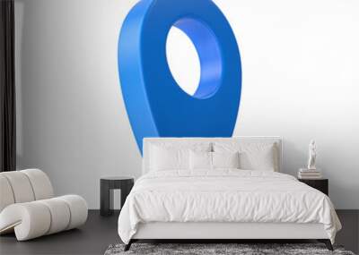 Blue Locator mark of map and location pin or navigation icon sign on white background with search concept. 3D rendering. Wall mural