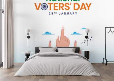 Creative digital and printed design for India's National Voters Day. Flag color background for greetings, social media posting, 25 January National Voters Day of India. Editable vector illustration. Wall mural