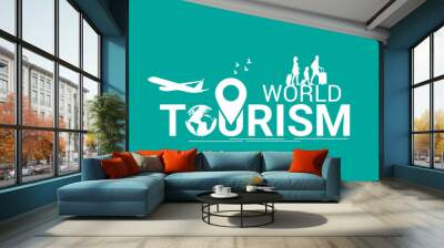 World Tourism Day vector illustration banner poster social media concept idea for tourism, World Heritage Day concept isolated Wall mural