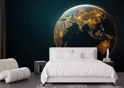 A close up of the Earth with a bright orange glow Wall mural