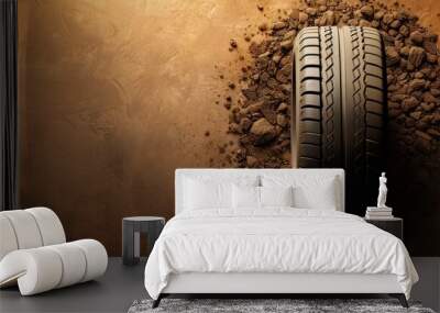 Grunge tire texture, blank canvas, natural lighting text Wall mural