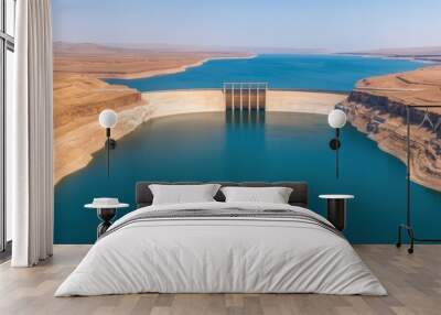 Iconic Aswan High Dam with blue skies, copy space, natural lighting Wall mural