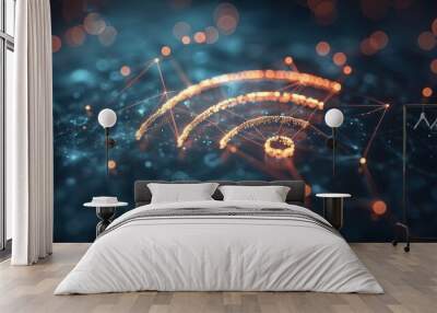 Sparse elements of design accentuate the prominence of a network icon, reflecting the essential nature of connectivity. Wall mural