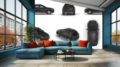 4x4 suv car renders set from different angles on a white. 3D illustration Wall mural