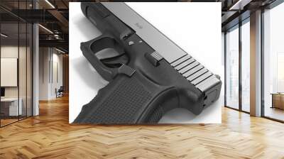 Automatic 9mm handgun pistol isolated on white. 3D illustration Wall mural