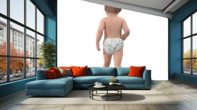 cute asian baby boy isolated on white. 3D illustration Wall mural