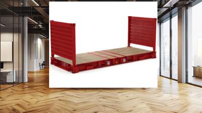 Flat rack container isolated on white 3D Illustration Wall mural