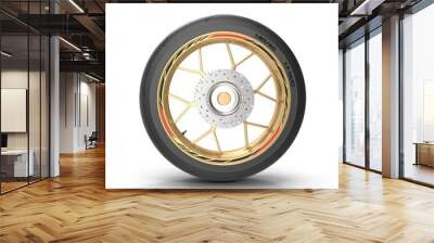 Sport Motorcycle Back Wheel on white. 3D illustration Wall mural