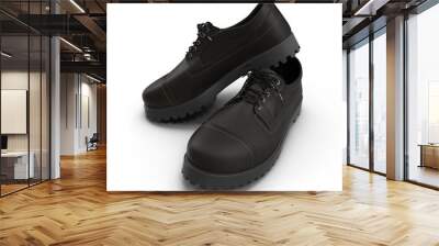 The black man's shoes isolated on white 3D Illustration Wall mural