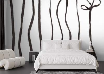 black shoelace on white background Wall mural