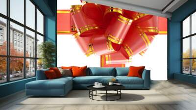 Red gift bow isolated on white Wall mural