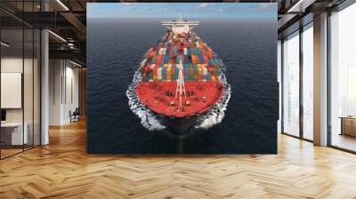 3D Illustration of a container ship. International transportation  Wall mural