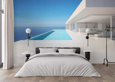 3D-Illustration. modern luxury summer villa with infinity pool Wall mural