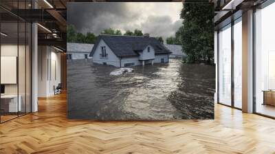 3d rendering. flooding houses Wall mural