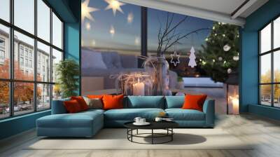 3d rendering. home with advent decoration in modern apartment. 1. advent. Wall mural