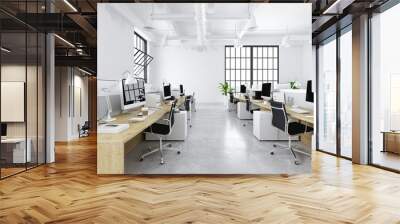 modern office with creative spaces. 3d rendering Wall mural