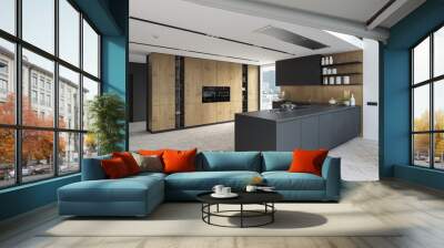 new modern city loft apartment. 3d rendering Wall mural