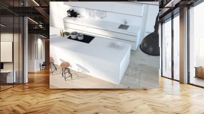 the modern kitchen. 3d rendering Wall mural