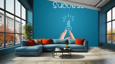 Business hand key to success Wall mural