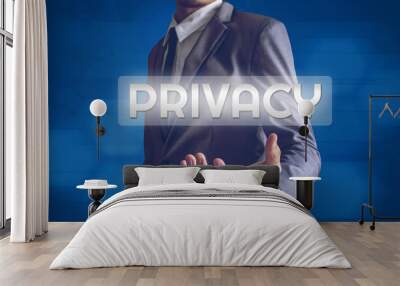 Businessman or Salaryman with PRIVACY text modern interface conc Wall mural