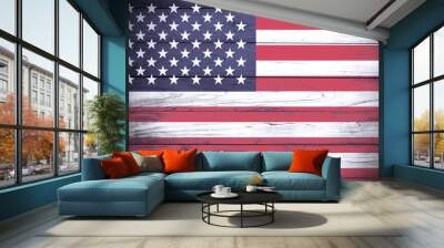 Usa flag wood plank wall texture background Wall mural